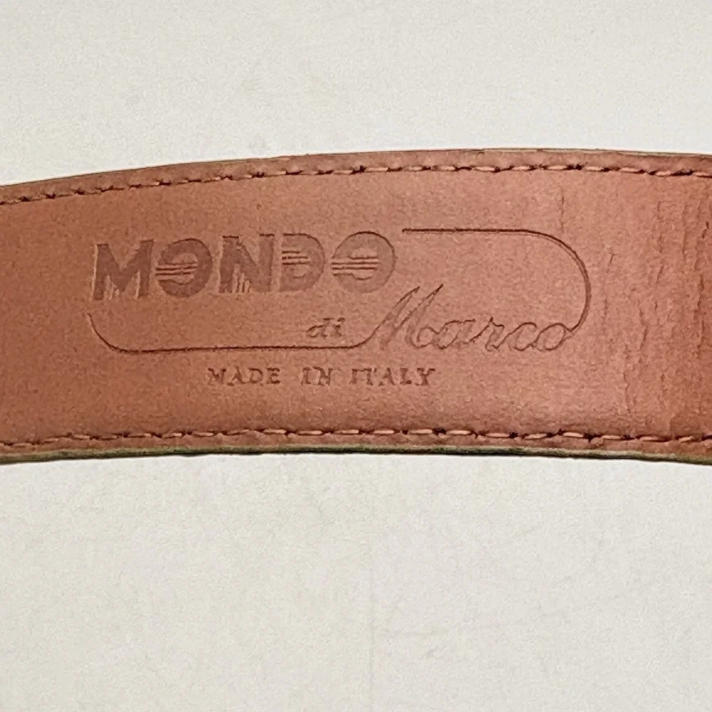Mondo di Marco Italy Full Grain Leather Belt Brown Size 36 Woven Basketweave